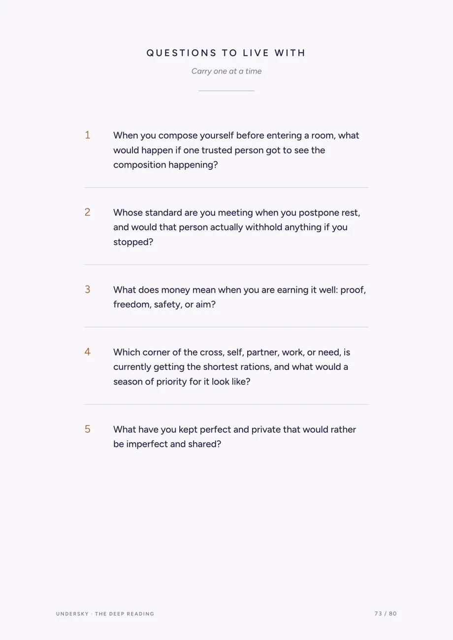 Questions to live with page